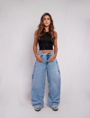 Wide Leg Con Bota Desflecada - 715058