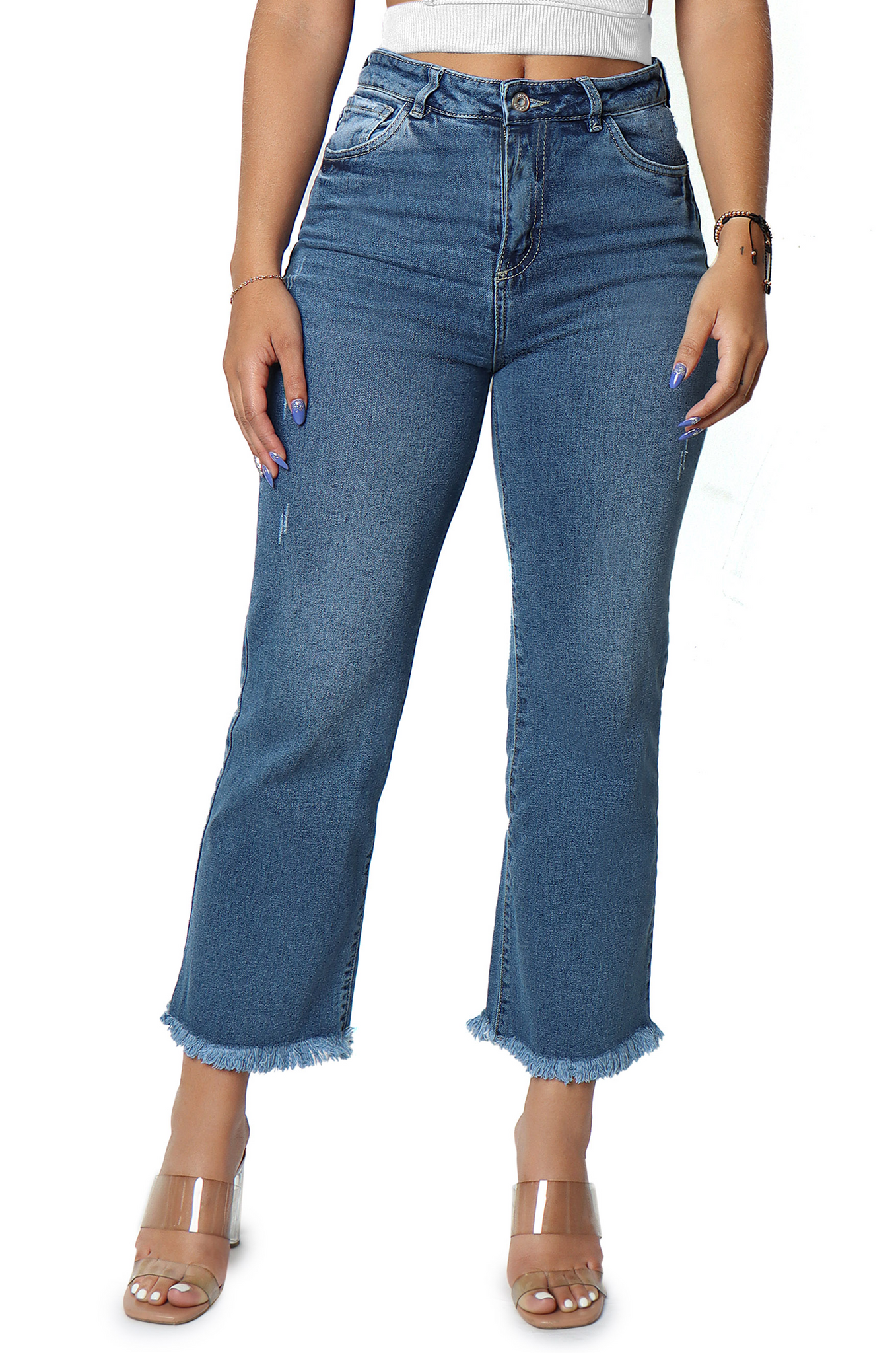 Cropped jean con fleco bajo - 812054