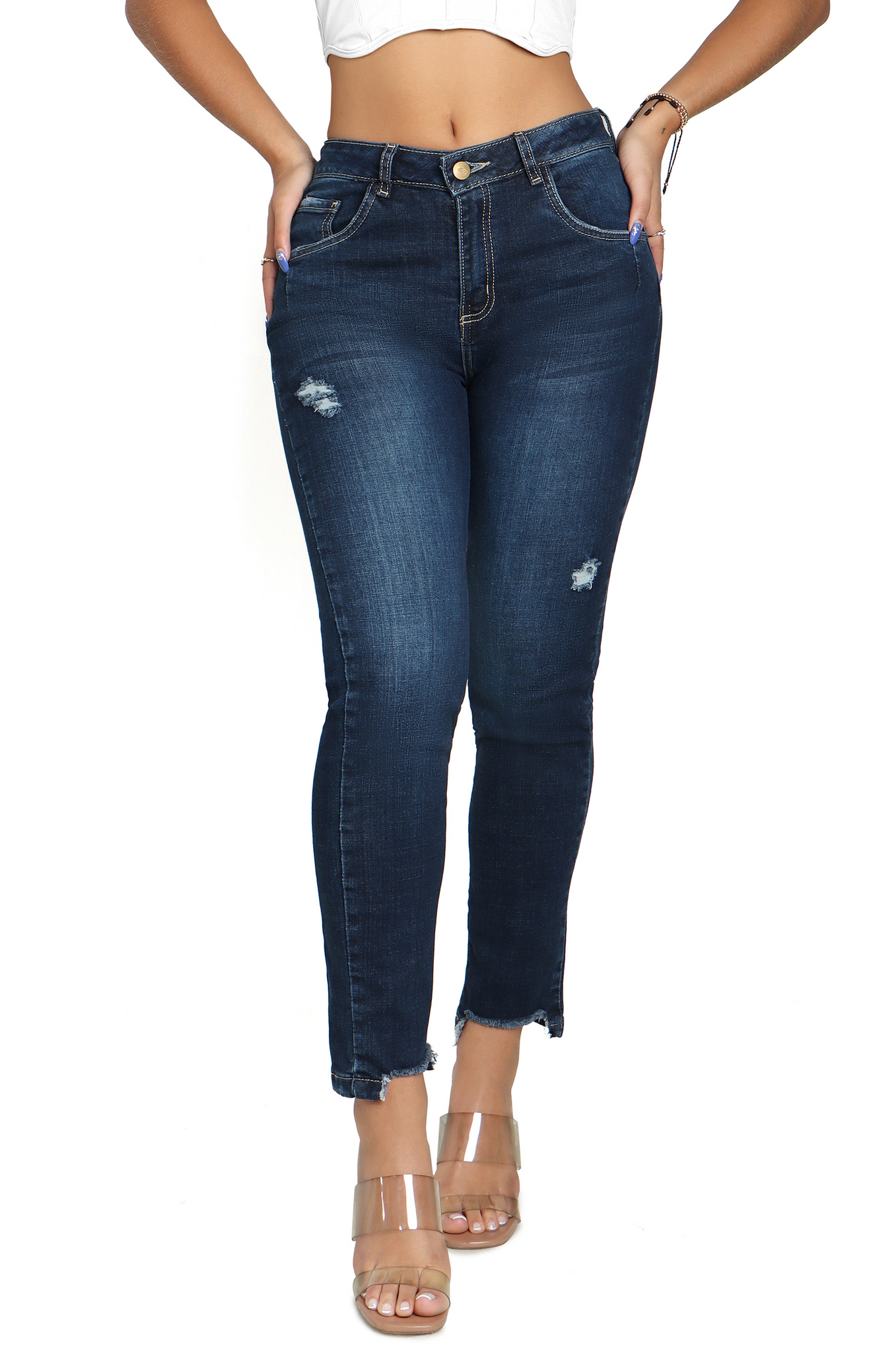 Jean skinny cropped con destroyer - 812064