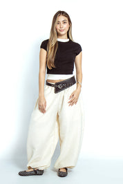 Pantalon Silueta Ballon Con Cinturon -716018