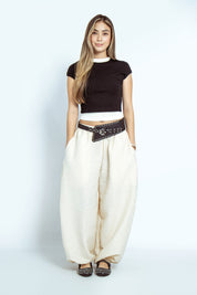 Pantalon Silueta Ballon Con Cinturon -716018