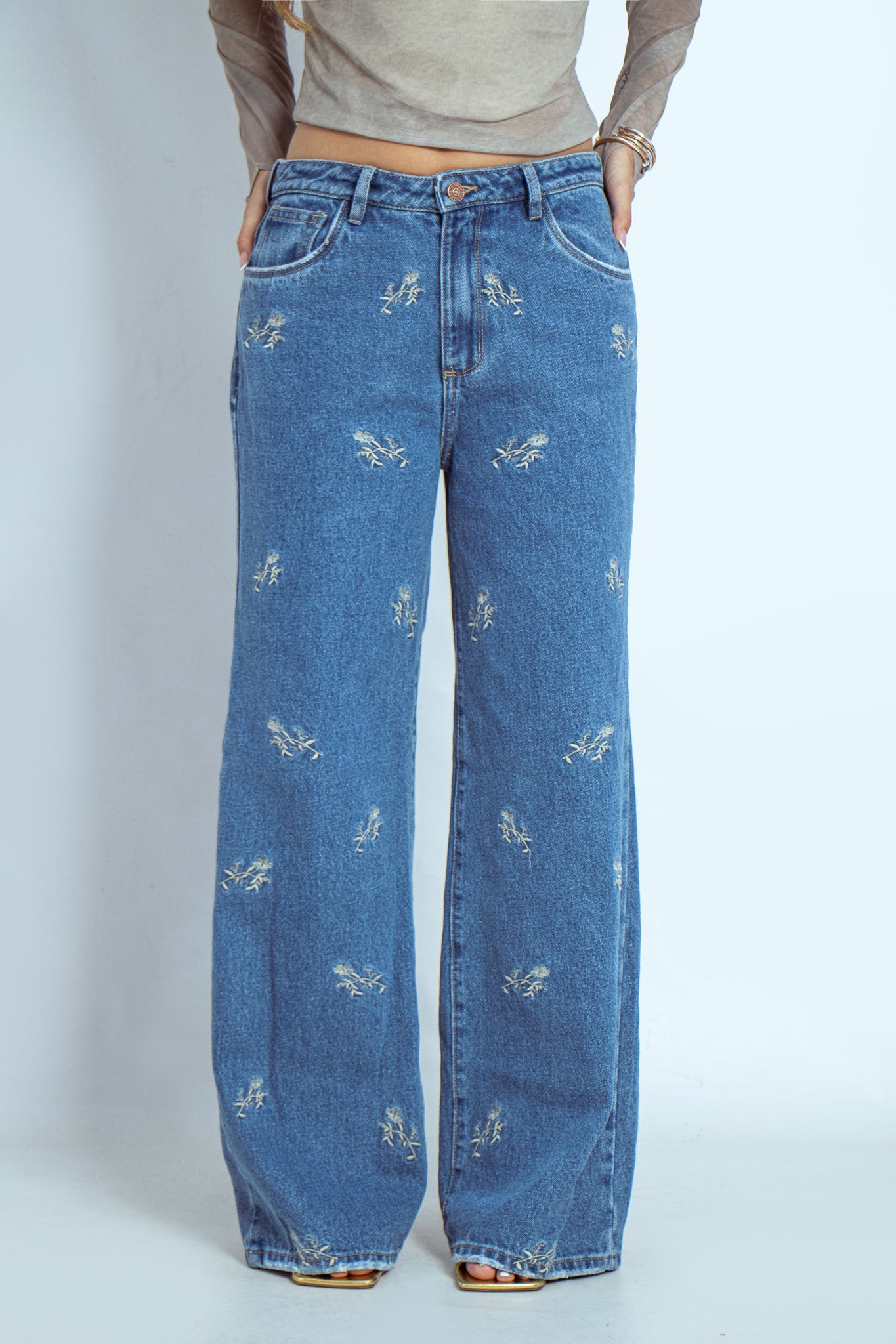 Jean Wide Leg Flores Oscuro  - 716009