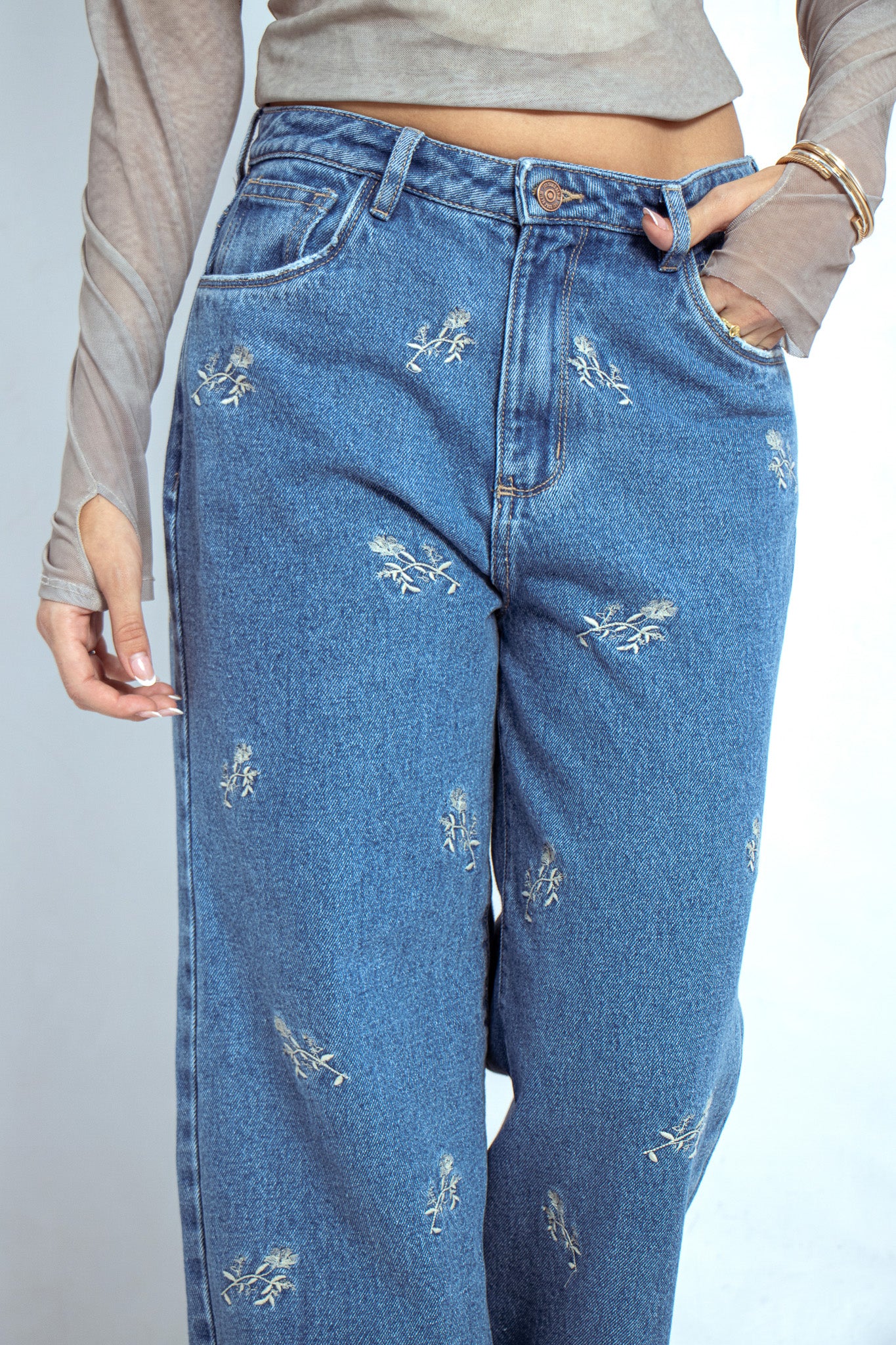 Jean Wide Leg Flores Oscuro  - 716009