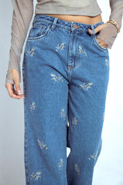 Jean Wide Leg Flores Oscuro  - 716009