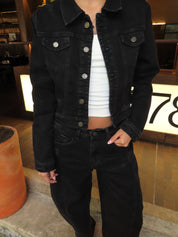 Chaqueta denim negro- 7CH602