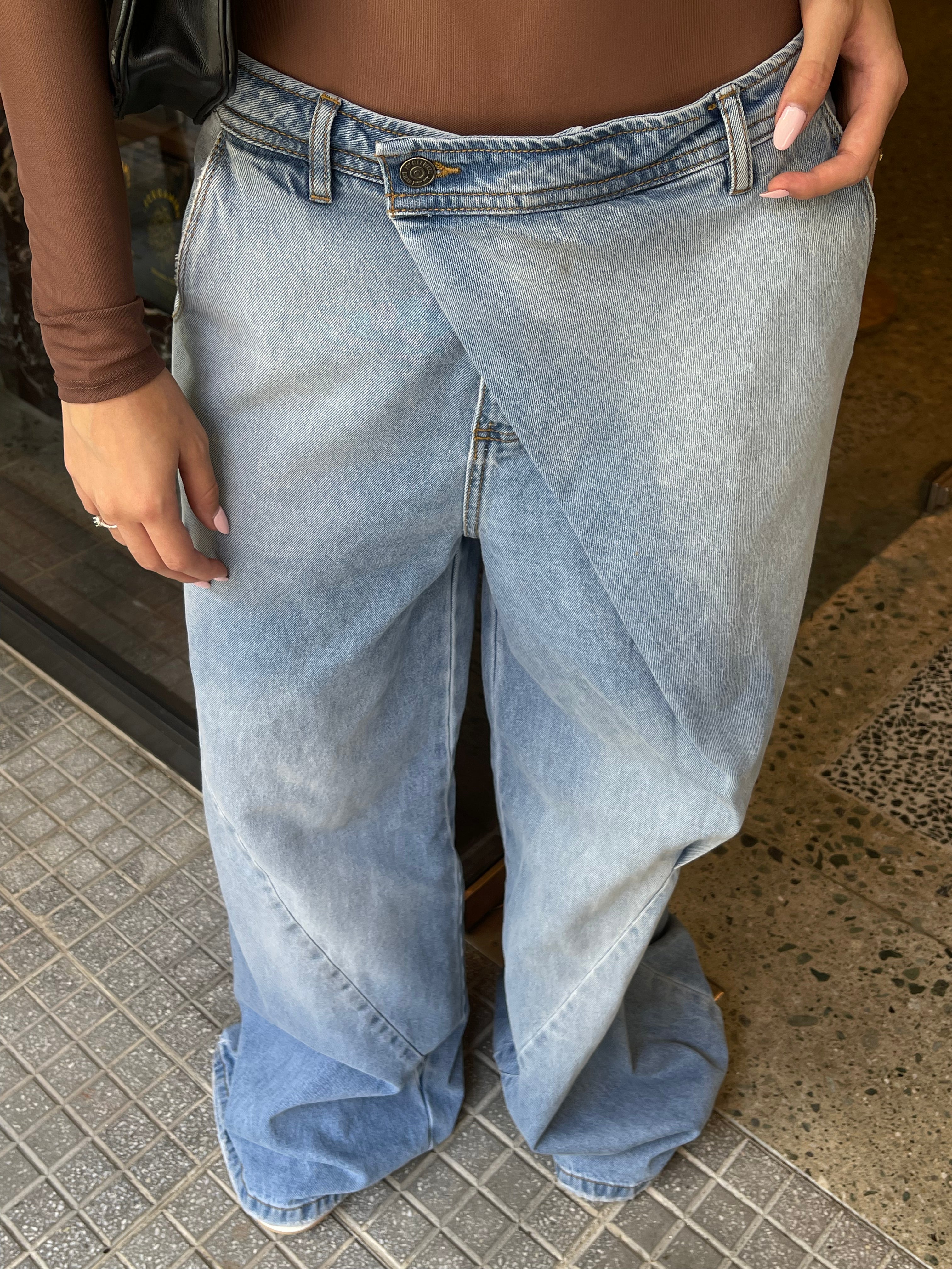 Jean Wide Leg pliegue lateral - 716026