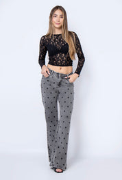 Jean Wide Leg polka dot gris - 716022