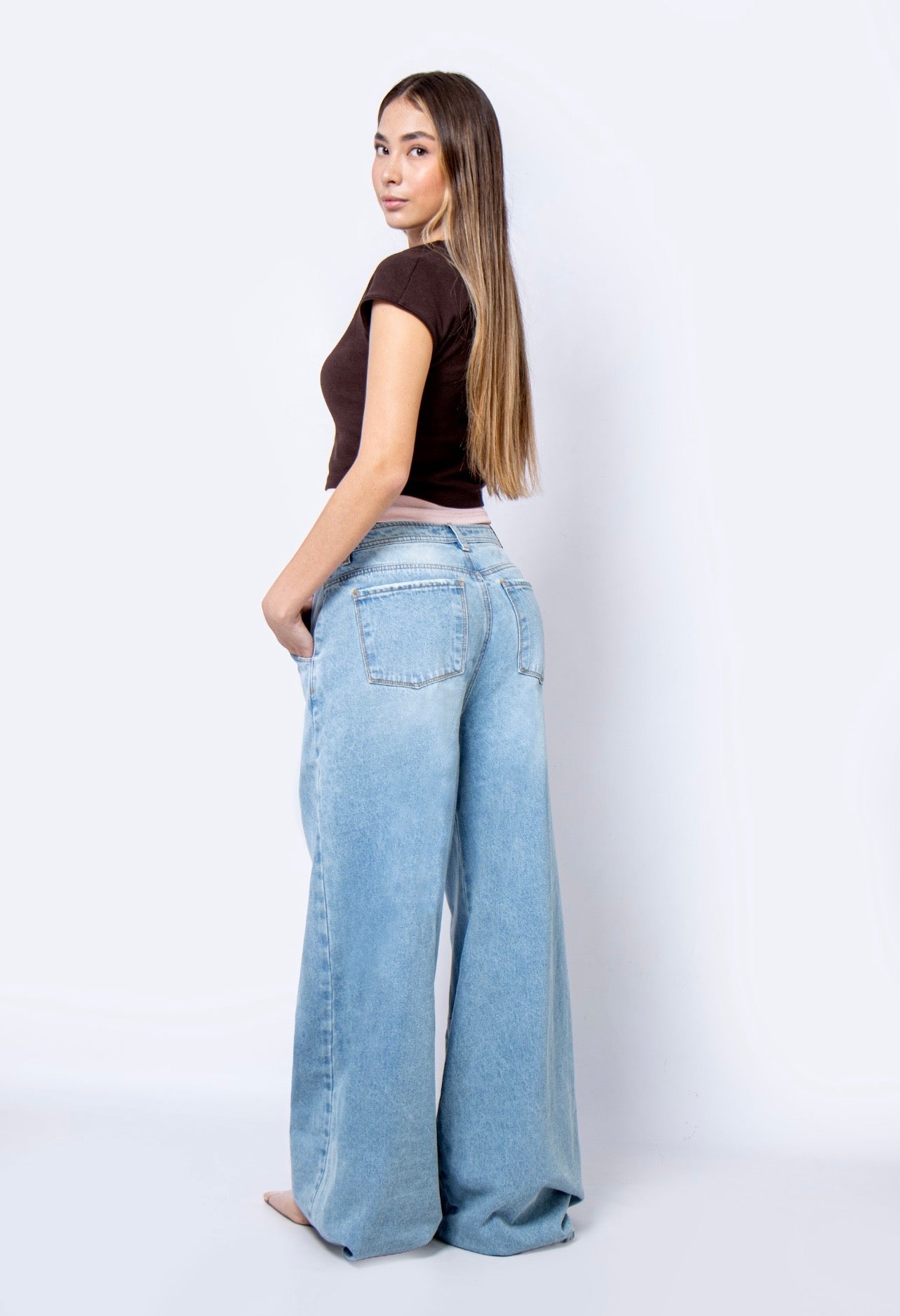 Jean Wide Leg pliegue lateral - 716026