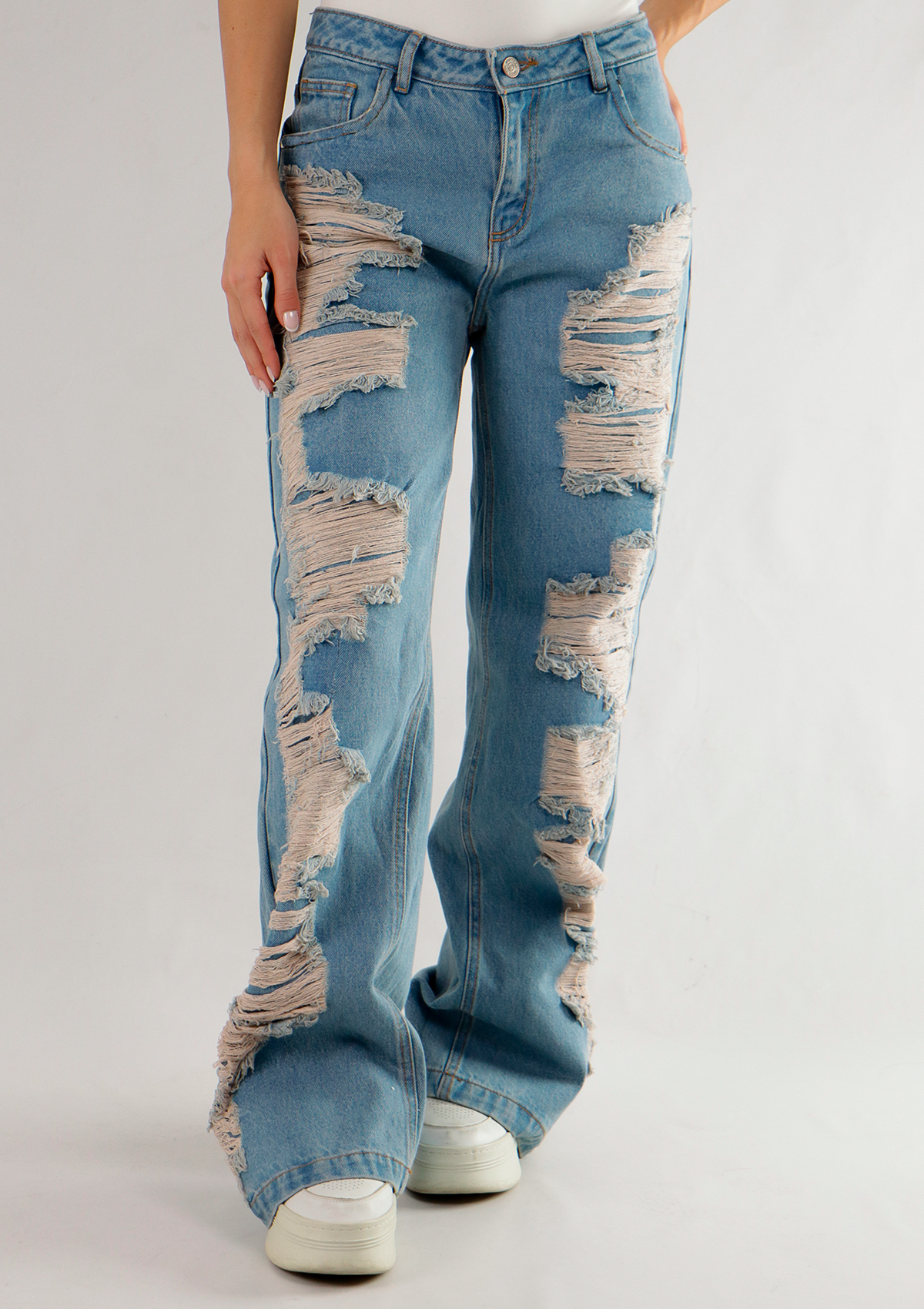 Jean Wide Leg Con Rotos  - 715051