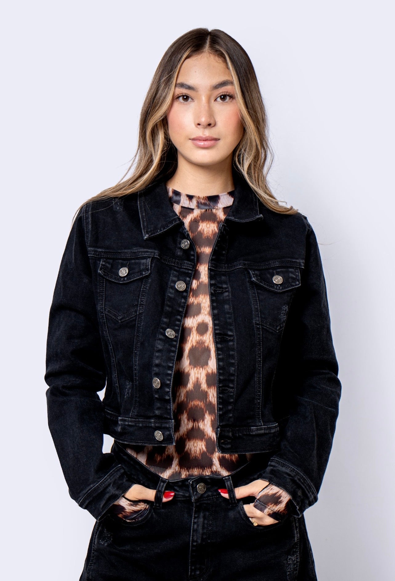 Chaqueta denim negro- 7CH602