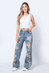 Jean Wide Leg Con Rotos  - 715051