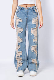 Jean Wide Leg Con Rotos  - 715051