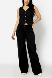 Chaleco denim negro- 7CH6003