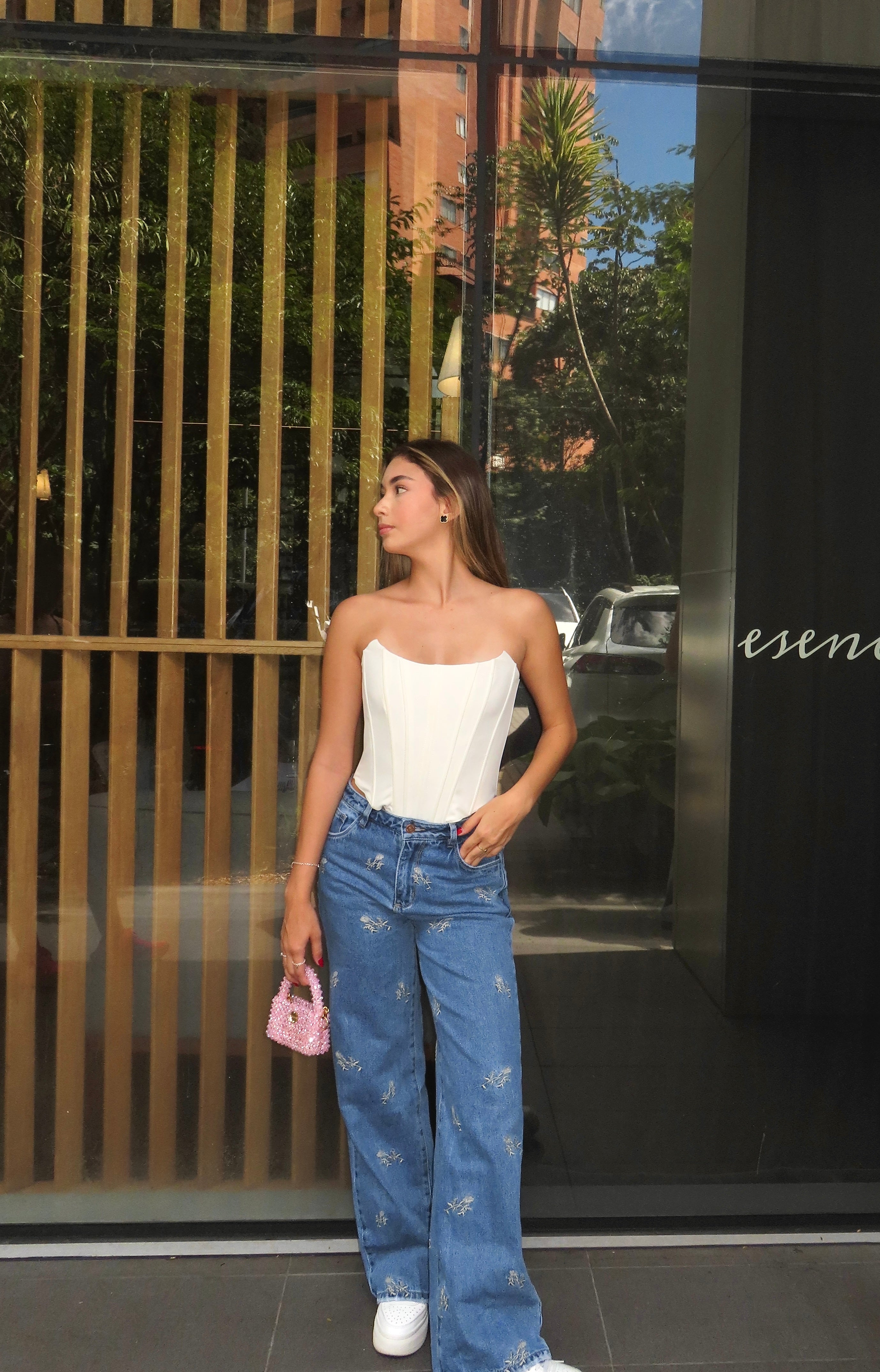 Jean Wide Leg Flores Oscuro  - 716009