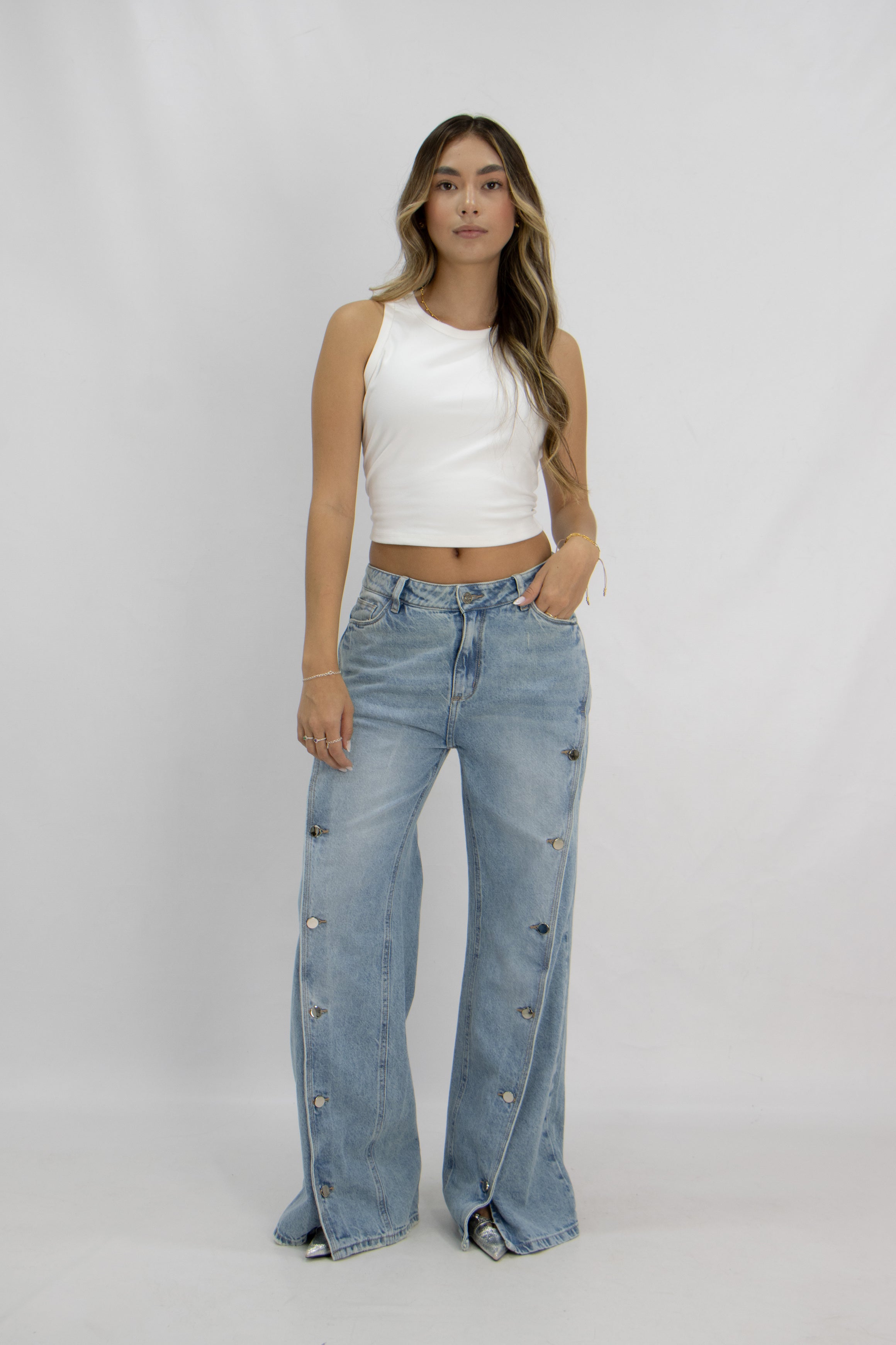 Jean Wide Leg Botones - 716032