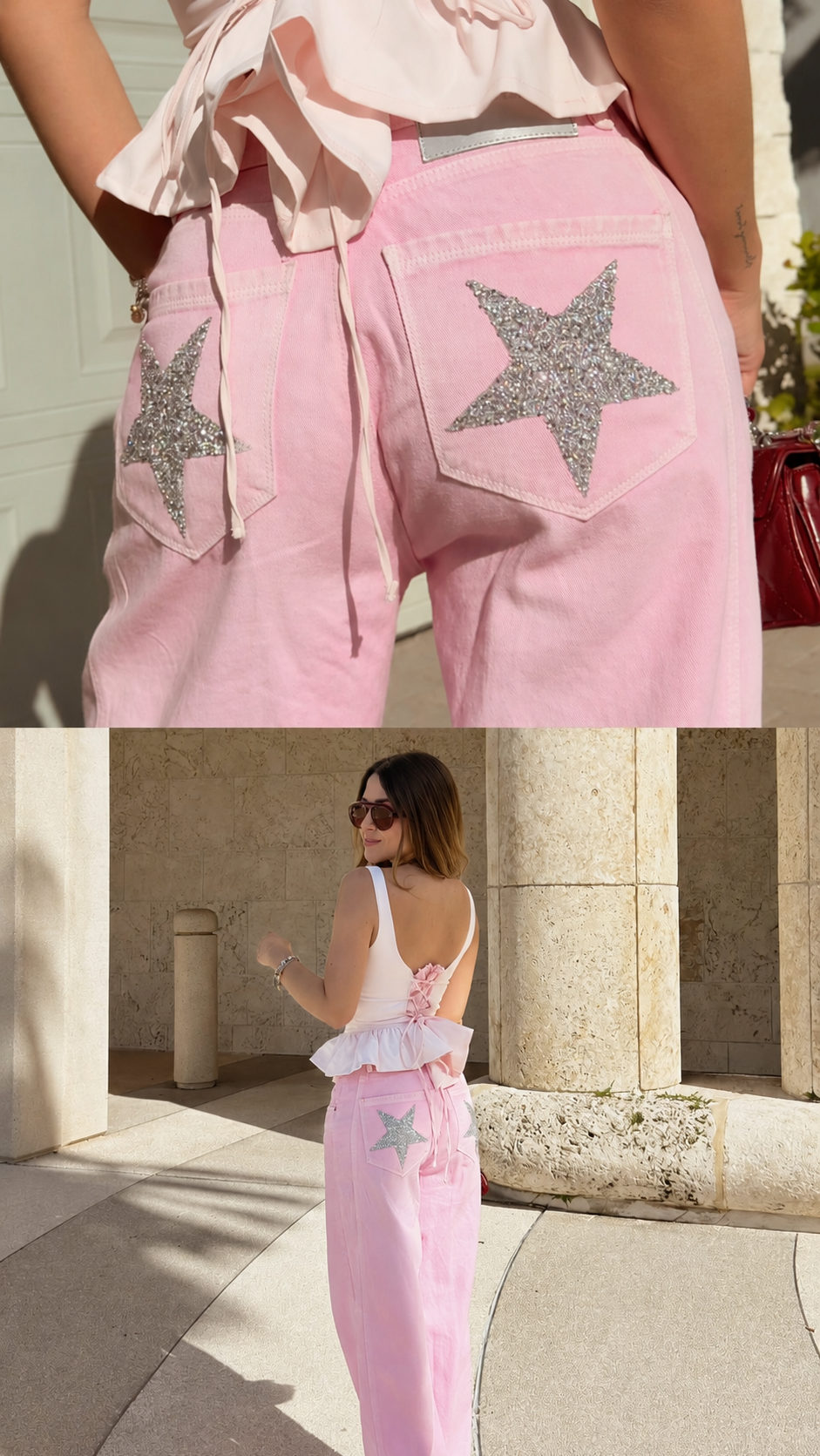 Wide Leg Rosa con Estrellas - 716064