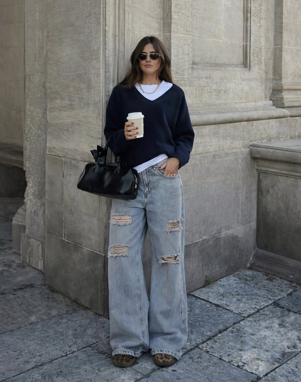 Jean Wide Leg con Rotos