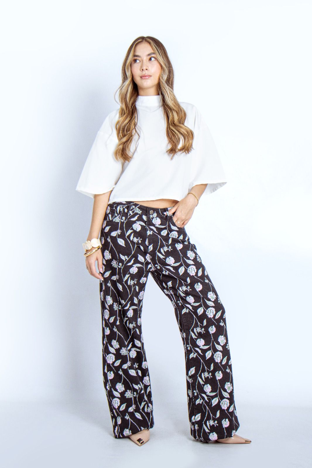 Jean Wide Leg flores - 716017