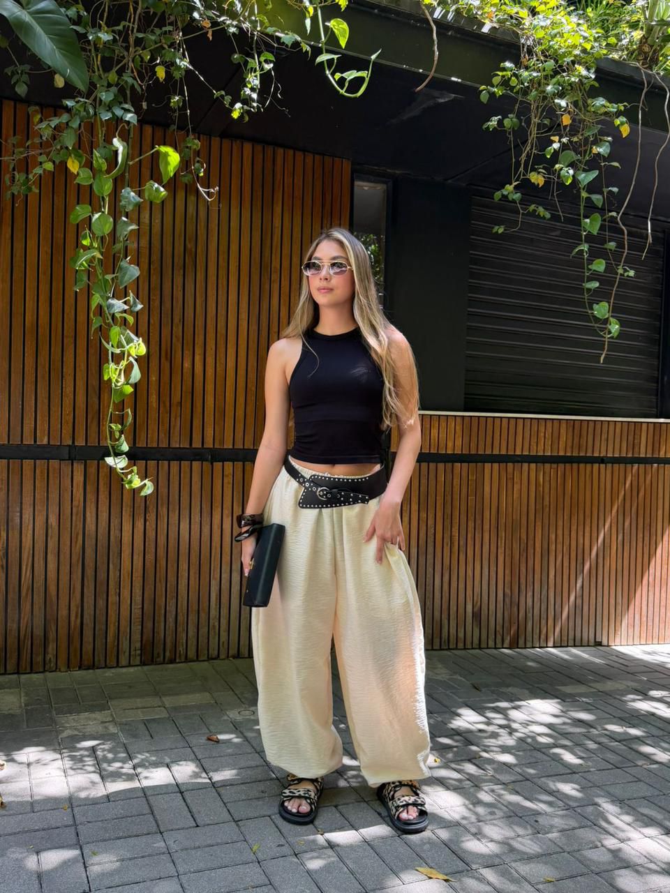 Pantalon Silueta Ballon Con Cinturon -716018