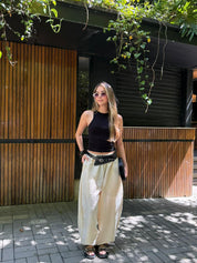 Pantalon Silueta Ballon Con Cinturon -716018
